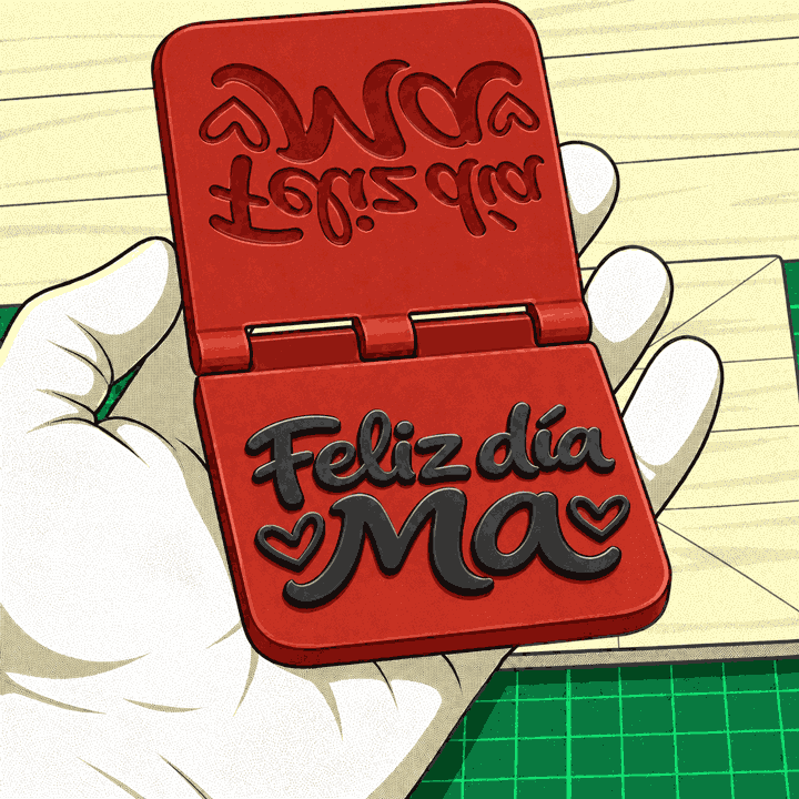 Sello Feliz Día Mamá — Animación 3D